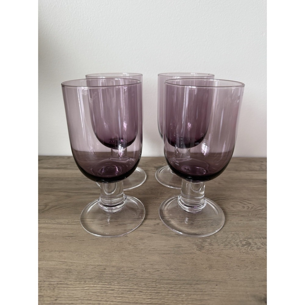 Set Of 4 Vintage Genna Amethyst by DANSK footed iced tea glasses